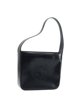 Authentic GUCCI Shoulder Bag Patent leather Black Silver 000 1186 0506